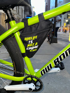 “BIKELIFE !S NOT A CRIME BIKE BAG”LIME GREEN & REFLECTIVE