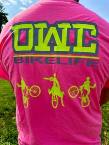 “FEARLESSGOAT OWC BIKELIFE T-SHIRT” PINK,LIME GREEN & REFLECTIVE