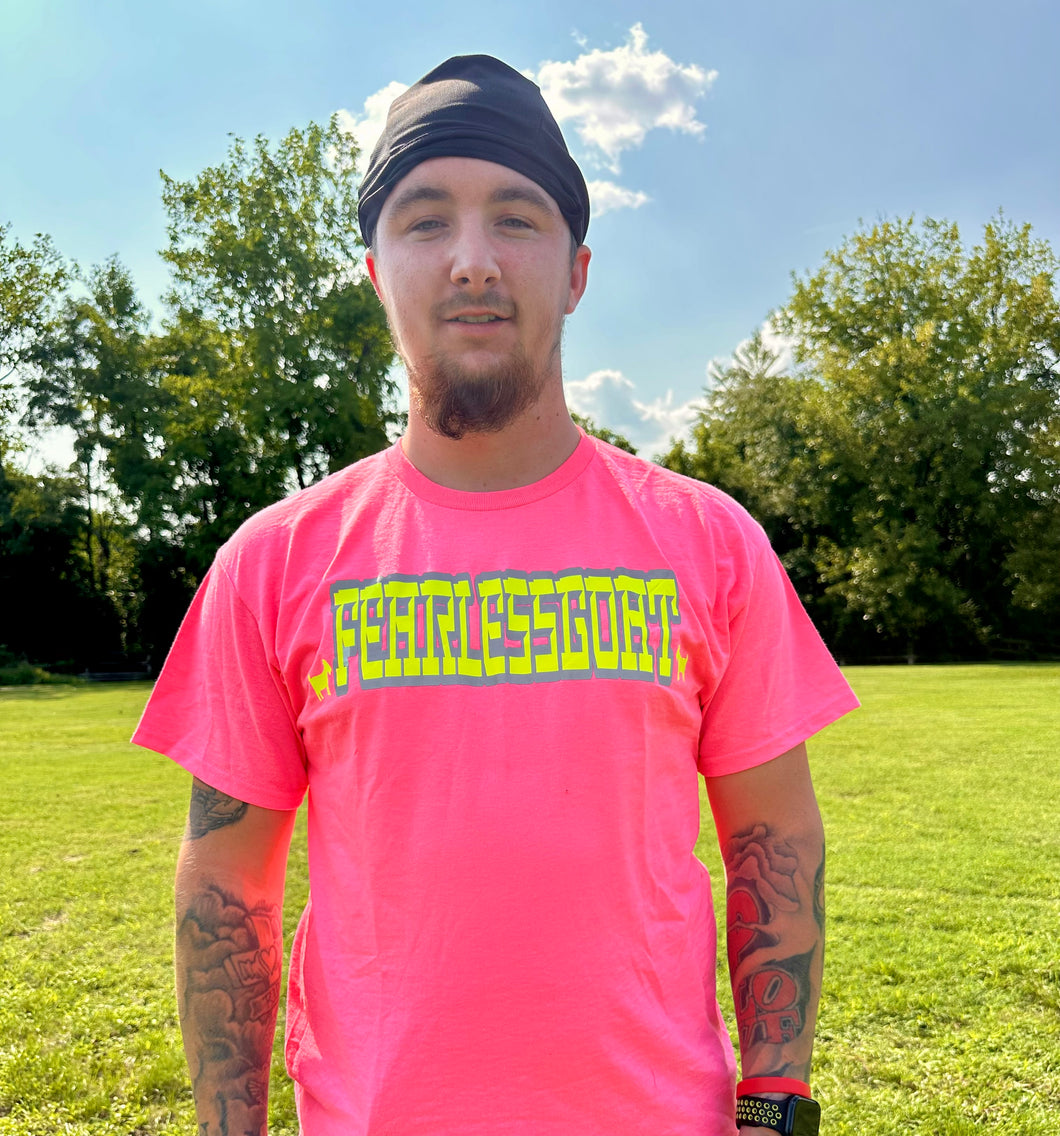 “FEARLESSGOAT OWC BIKELIFE T-SHIRT” PINK,LIME GREEN & REFLECTIVE