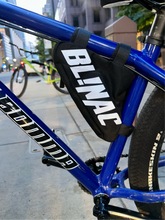 Load image into Gallery viewer, “BIKELIFE !S NOT A CRIME BIKE BAG” BLUE &amp; REFLECTIVE